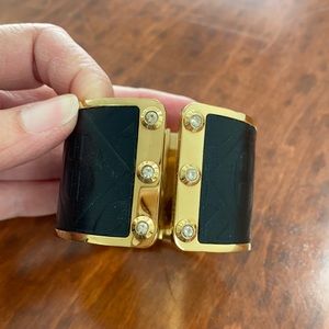 Henri Bendel black and gold leather cuff